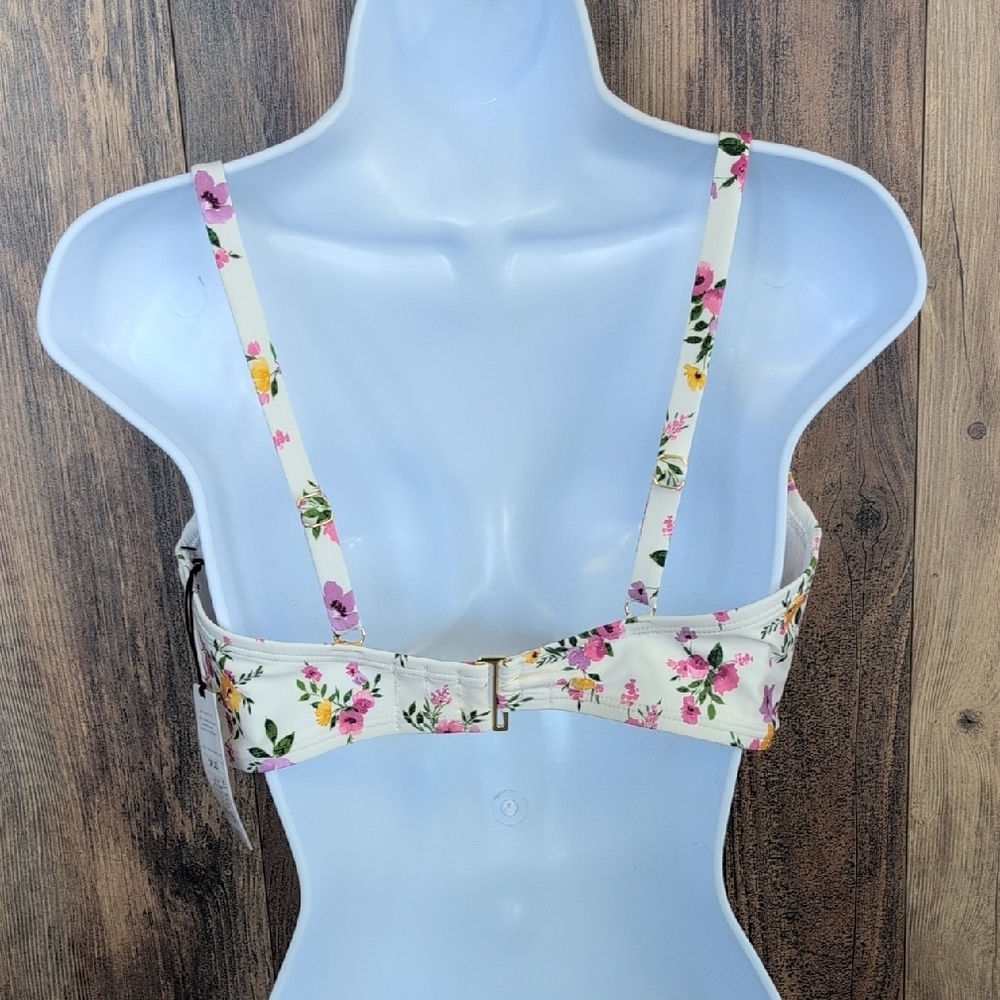 NWT Shade & Short Cream Vibrant Floral Bikini Top 38DD - Picture 3 of 5